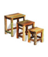 Set mese suprapuse, 3 piese, vintage, lemn reciclat, cu aspect antichizat - WOODBB145 Set mese suprapuse, 3 piese, vintage, lemn reciclat, cu aspect antichizat - WOODBB145