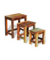Set mese suprapuse, 3 piese, vintage, lemn reciclat, cu aspect antichizat - WOODBB145 Set mese suprapuse, 3 piese, vintage, lemn reciclat, cu aspect antichizat - WOODBB145