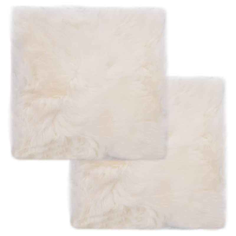 Pernuțe de scaun, 2 buc, alb, 40x40 cm, piele naturală de oaie - WOODBB1290 Pernuțe de scaun, 2 buc, alb, 40x40 cm, piele naturală de oaie - WOODBB1290