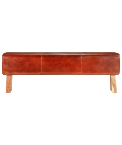Bancă Bok gimnastică maro 160 cm piele naturală/lemn acacia, cu aspect vintage - WOODBB1292
