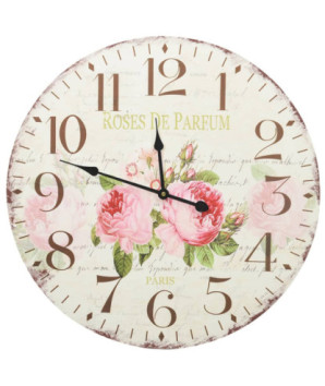 Ceas de perete vintage, 60 cm, floare, cu aspect retro - WOODBB1293