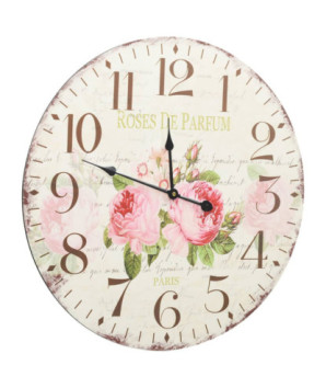 Ceas de perete vintage, 60 cm, floare, cu aspect retro - WOODBB1293