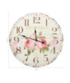 Ceas de perete vintage, 60 cm, floare, cu aspect retro - WOODBB1293