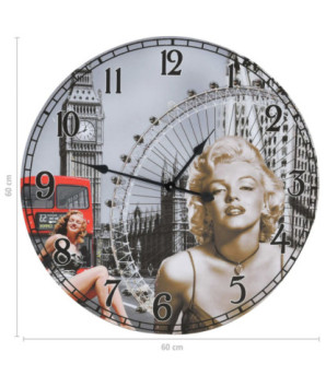 Ceas de perete vintage Marilyn Monroe, 60 cm, cu aspect retro - WOODBB1294