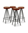 Scaune de bar, 4 buc., piele naturală, cu aspect industrial - WOODBB1304 Scaune de bar, 4 buc., piele naturală, cu aspect industrial - WOODBB1304