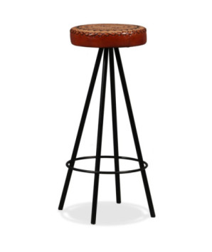 Scaune de bar, 4 buc., piele naturală, cu aspect industrial - WOODBB1304