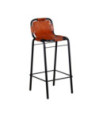Scaune de bar, 2 buc., piele naturală, cu aspect industrial - WOODBB1308 Scaune de bar, 2 buc., piele naturală, cu aspect industrial - WOODBB1308