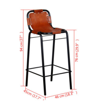 Scaune de bar, 2 buc., piele naturală, cu aspect industrial - WOODBB1308