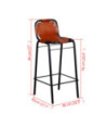 Scaune de bar, 2 buc., piele naturală, cu aspect industrial - WOODBB1308 Scaune de bar, 2 buc., piele naturală, cu aspect industrial - WOODBB1308
