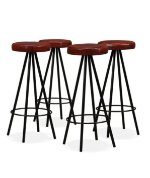 Scaune de bar, 4 buc., piele naturală, cu aspect industrial - WOODBB1309