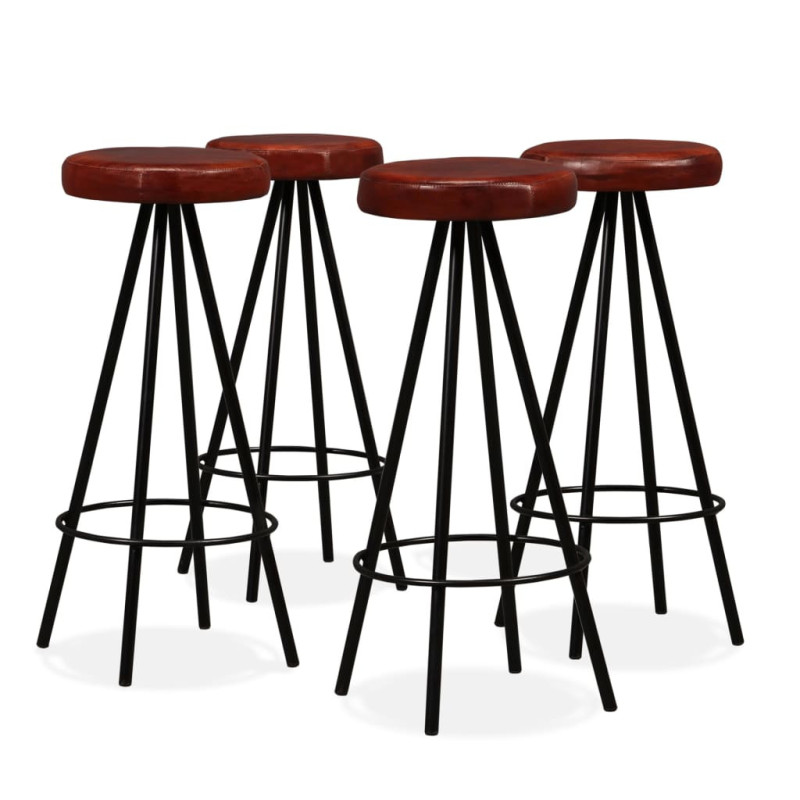 Scaune de bar, 4 buc., piele naturală, cu aspect industrial - WOODBB1309 Scaune de bar, 4 buc., piele naturală, cu aspect industrial - WOODBB1309