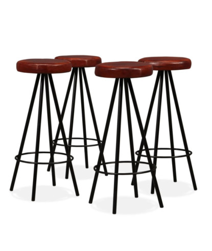 Scaune de bar, 4 buc., piele naturală, cu aspect industrial - WOODBB1309