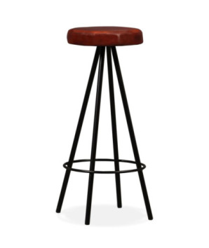 Scaune de bar, 4 buc., piele naturală, cu aspect industrial - WOODBB1309