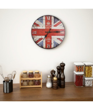 Ceas de perete vintage UK, 30 cm, cu aspect retro - WOODBB1310