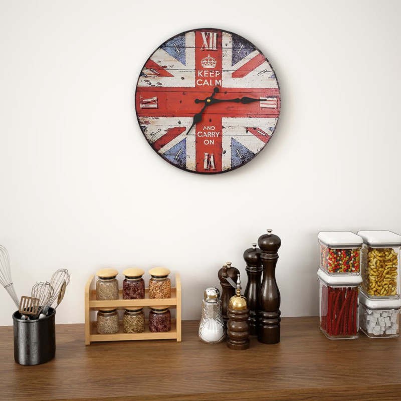 Ceas de perete vintage UK, 30 cm, cu aspect retro - WOODBB1310