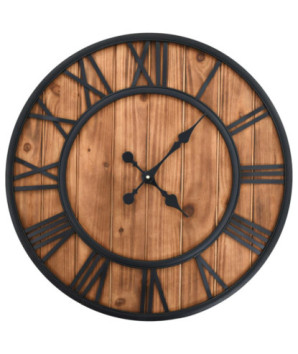 Ceas de perete vintage, cu cuarț, lemn și metal, XXL, 60 cm - WOODBB1311