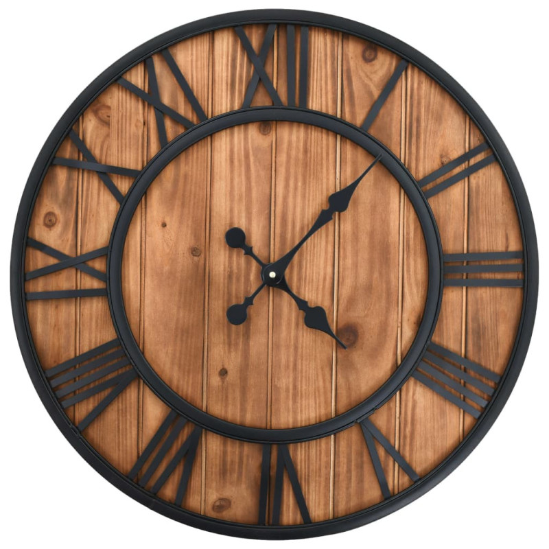 Ceas de perete vintage, cu cuarț, lemn și metal, XXL, 60 cm - WOODBB1311