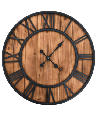 Ceas de perete vintage, cu cuarț, lemn și metal, XXL, 60 cm - WOODBB1311