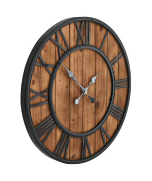 Ceas de perete vintage, cu cuarț, lemn și metal, XXL, 60 cm - WOODBB1311
