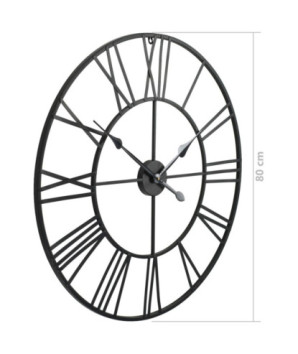 Ceas de perete vintage, cu cuarț, lemn și metal, XXL, 80 cm - WOODBB1312
