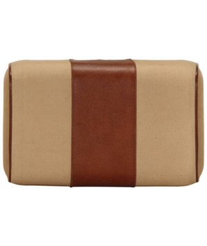Bancă Bok gimnastică maro 38 cm piele naturală/lemn masiv mango, cu aspect vintage - WOODBB1323