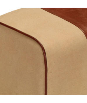 Bancă Bok gimnastică maro 38 cm piele naturală/lemn masiv mango, cu aspect vintage - WOODBB1323