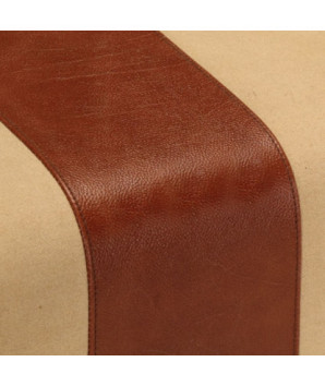Bancă Bok gimnastică maro 38 cm piele naturală/lemn masiv mango, cu aspect vintage - WOODBB1323