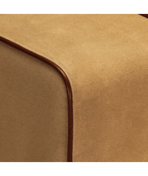 Bancă Bok gimnastică maro 58cm piele naturală/lemn masiv mango, cu aspect vintage - WOODBB1324