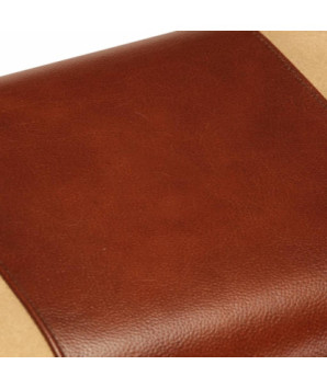 Bancă Bok gimnastică maro 58cm piele naturală/lemn masiv mango, cu aspect vintage - WOODBB1324