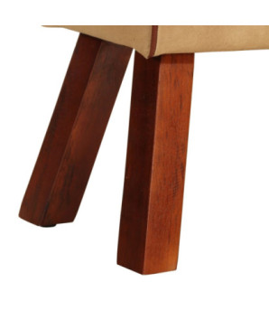 Bancă Bok gimnastică maro 58cm piele naturală/lemn masiv mango, cu aspect vintage - WOODBB1324