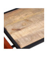 Masuță cafea cu suport reviste din piele naturală, 110x50x45 cm, cu aspect industrial - WOODBB1331