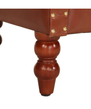 Fotoliu, maro, piele naturală de capră, cu aspect vintage - WOODBB1336