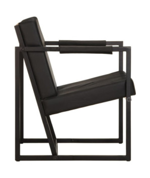 Fotoliu, negru, piele naturală - WOODBB1343