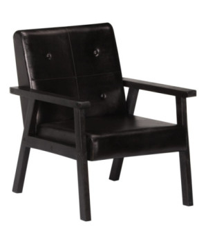 Fotoliu, negru, piele naturală - WOODBB1344