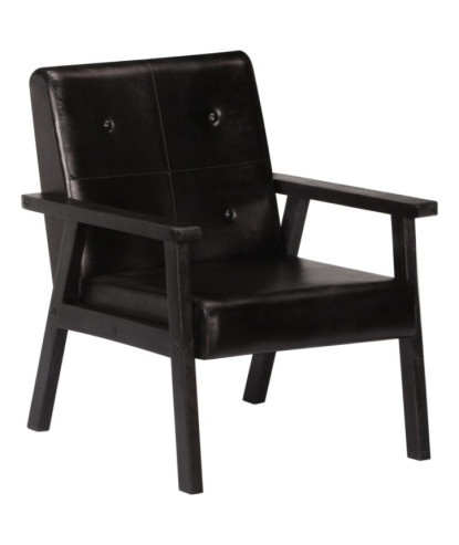 Fotoliu, negru, piele naturală - WOODBB1344