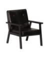 Fotoliu, negru, piele naturală - WOODBB1344