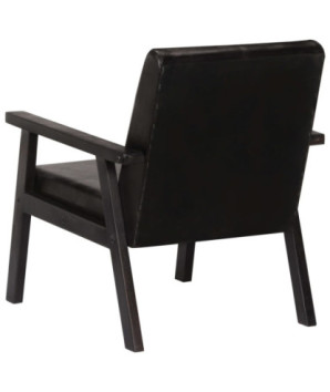 Fotoliu, negru, piele naturală - WOODBB1344