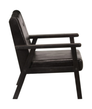 Fotoliu, negru, piele naturală - WOODBB1344