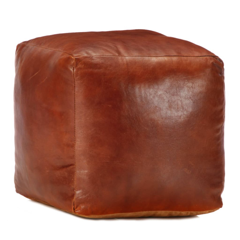 Taburet, cafeniu, 40x40x40 cm piele naturală de capră - WOODBB1347 Taburet, cafeniu, 40x40x40 cm piele naturală de capră - WOODBB1347