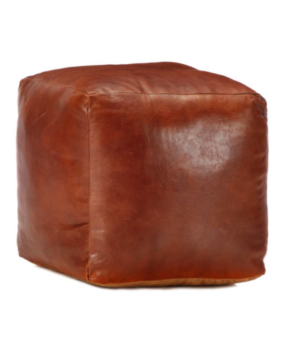 Taburet, cafeniu, 40x40x40 cm piele naturală de capră - WOODBB1347