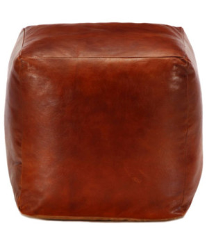 Taburet, cafeniu, 40x40x40 cm piele naturală de capră - WOODBB1347