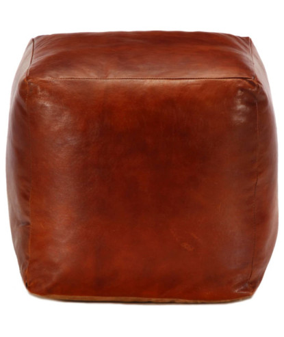 Taburet, cafeniu, 40x40x40 cm piele naturală de capră - WOODBB1347