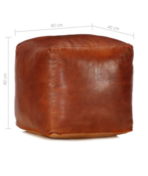 Taburet, cafeniu, 40x40x40 cm piele naturală de capră - WOODBB1347