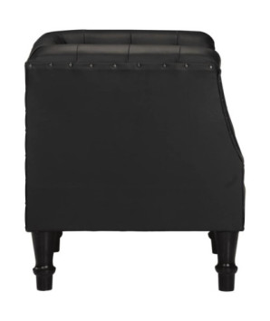 Fotoliu, negru, piele naturală, cu aspect vintage - WOODBB1349