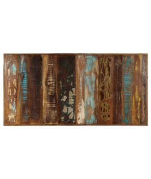 Masă de bucătărie pentru 6 persoane, aspect vintage, din lemn masiv reciclat, dreptunghiulară, 140 x 70 x 75 cm