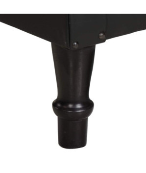 Fotoliu, negru, piele naturală, cu aspect vintage - WOODBB1349