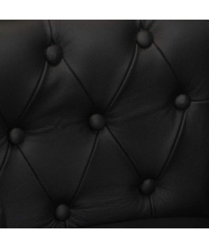 Fotoliu, negru, piele naturală, cu aspect vintage - WOODBB1349