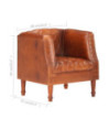 Fotoliu spătar rotund, maro, piele naturală de capră, cu aspect vintage - WOODBB1371 Fotoliu spătar rotund, maro, piele naturală de capră, cu aspect vintage - WOODBB1371