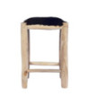 Taburet de bar, piele naturală și lemn masiv de tec , cu aspect rustic - WOODBB1372 Taburet de bar, piele naturală și lemn masiv de tec , cu aspect rustic - WOODBB1372