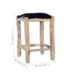 Taburet de bar, piele naturală și lemn masiv de tec , cu aspect rustic - WOODBB1372 Taburet de bar, piele naturală și lemn masiv de tec , cu aspect rustic - WOODBB1372